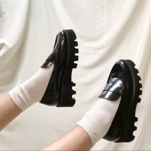 🧸Black Chunky Leather Loafers🧸